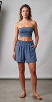 Conjunto palabra de honor fruncido con short
