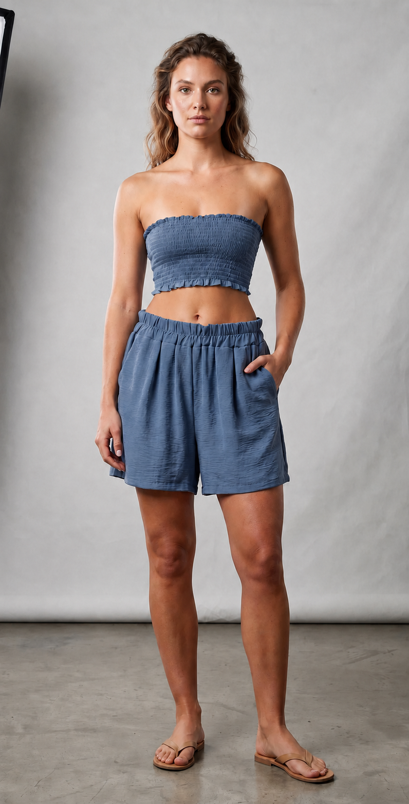 Conjunto palabra de honor fruncido con short