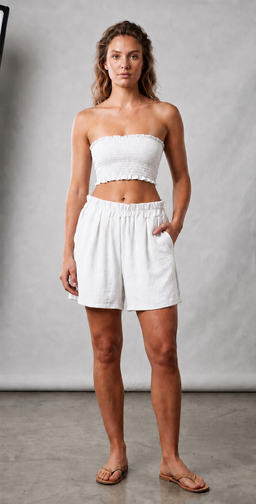 Conjunto palabra de honor fruncido con short