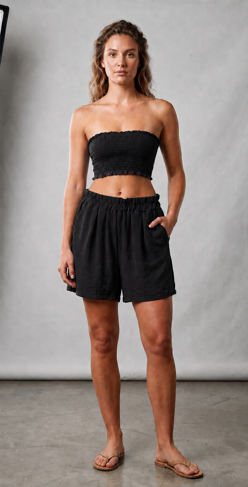 Conjunto palabra de honor fruncido con short