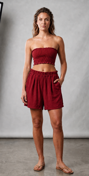 Conjunto palabra de honor fruncido con short