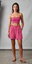 Conjunto palabra de honor fruncido con short