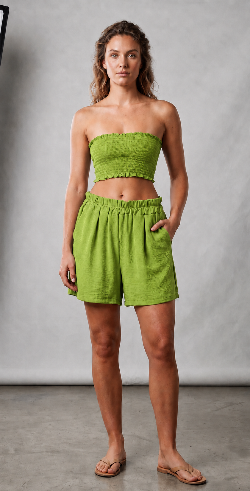 Conjunto palabra de honor fruncido con short