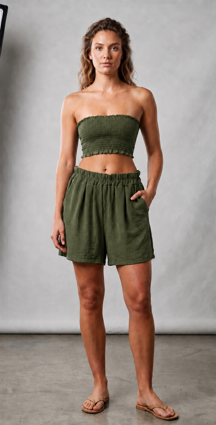 Conjunto palabra de honor fruncido con short