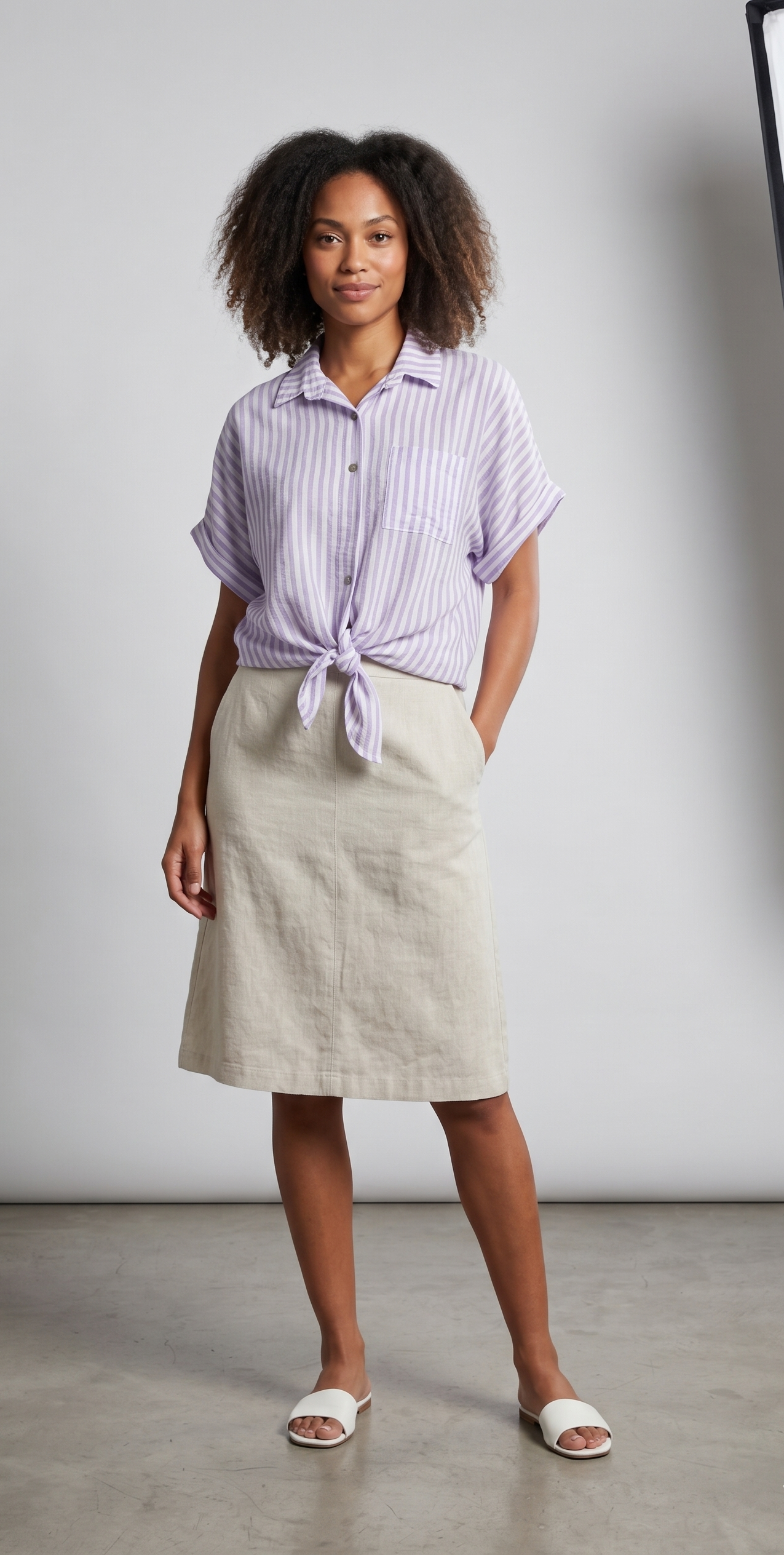Camisa de rayas con nudo delantero
