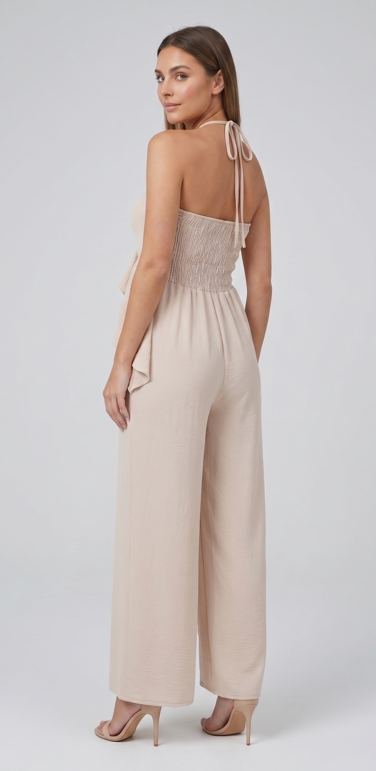 Mono halter de pierna ancha con volante