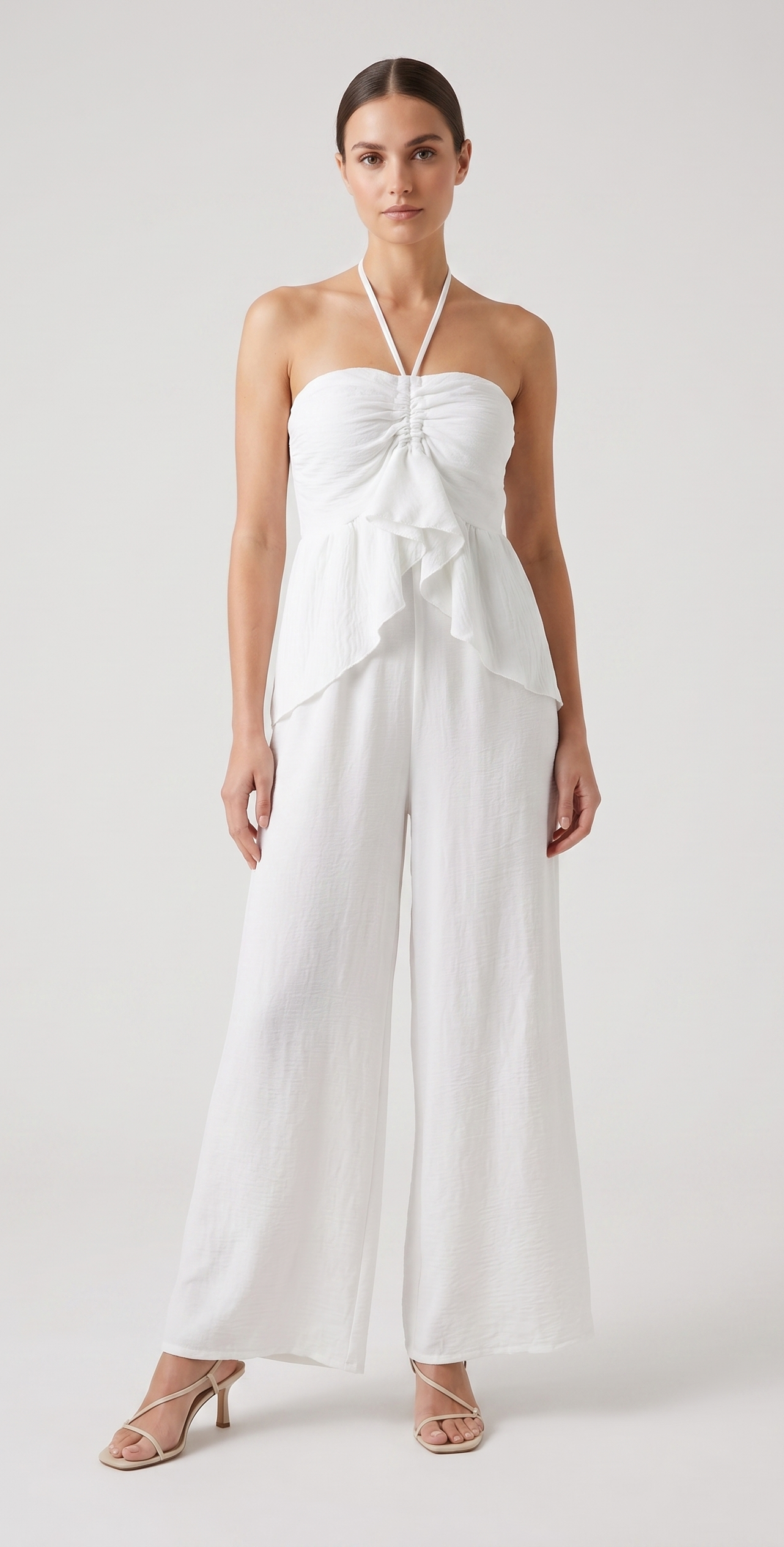 Mono halter de pierna ancha con volante