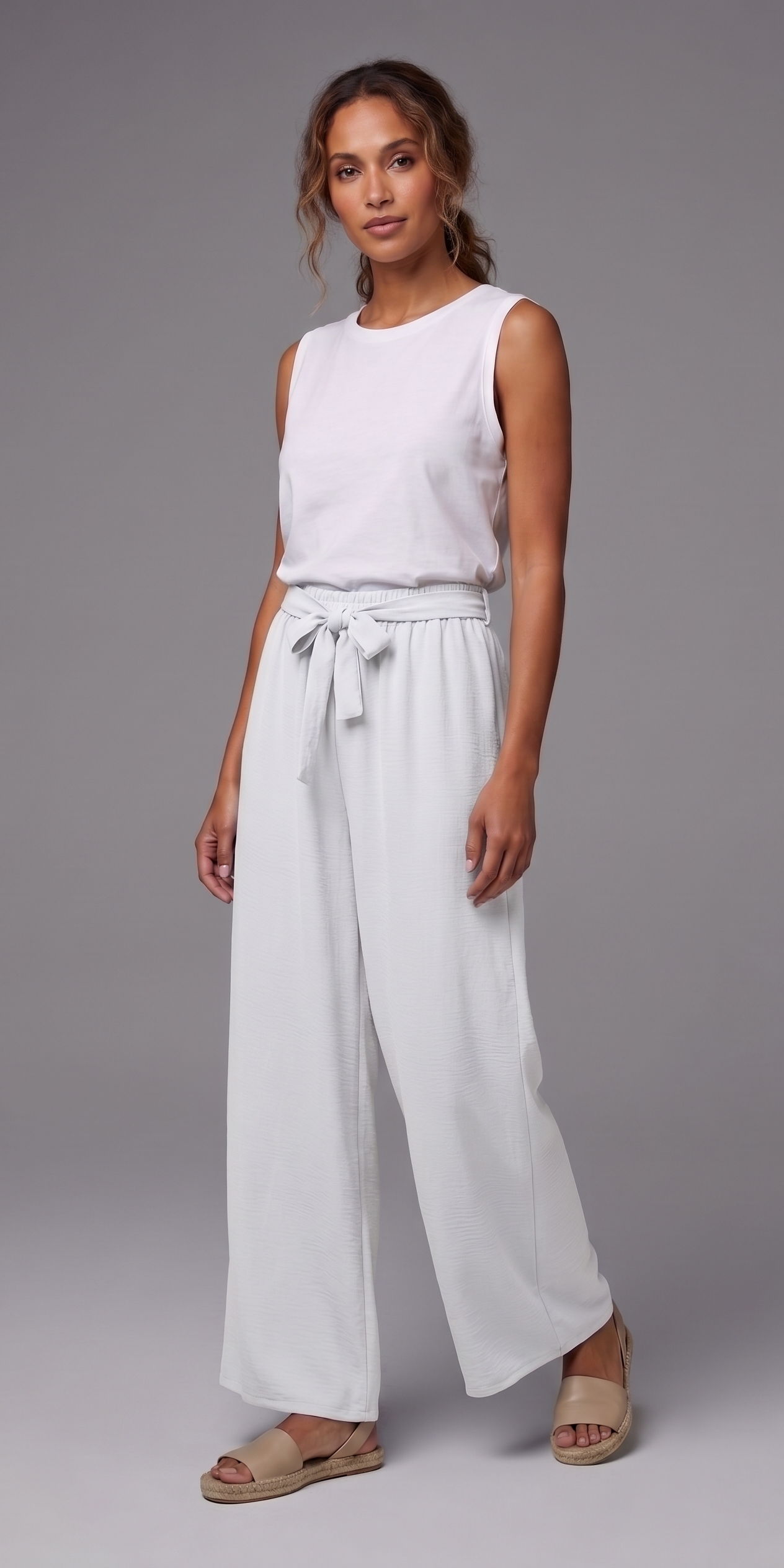Pantalón palazzo con lazo en cintura