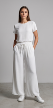 Pantalón palazzo blanco con cintura elástica