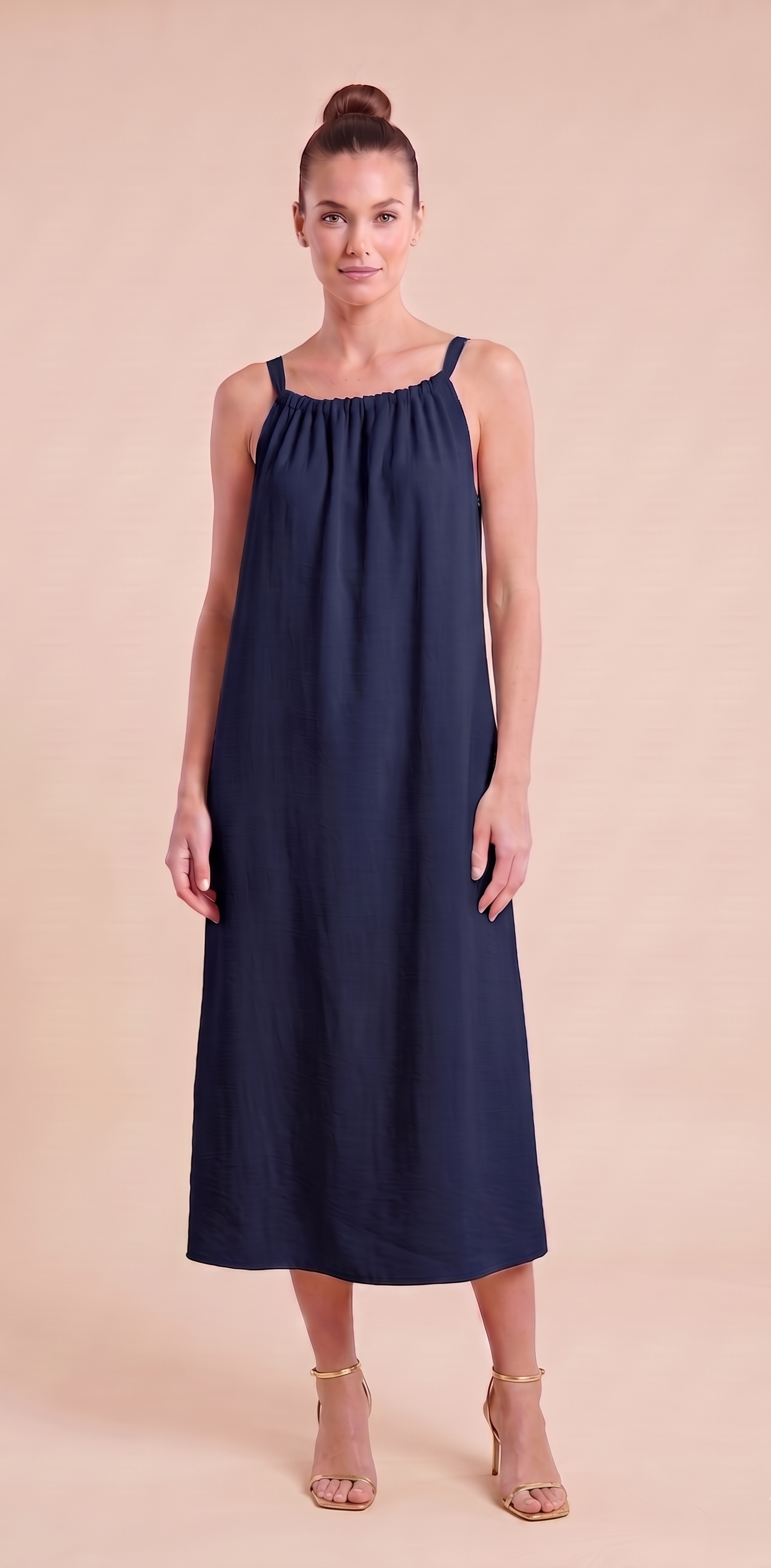 Vestido midi fluido con lazada trasera