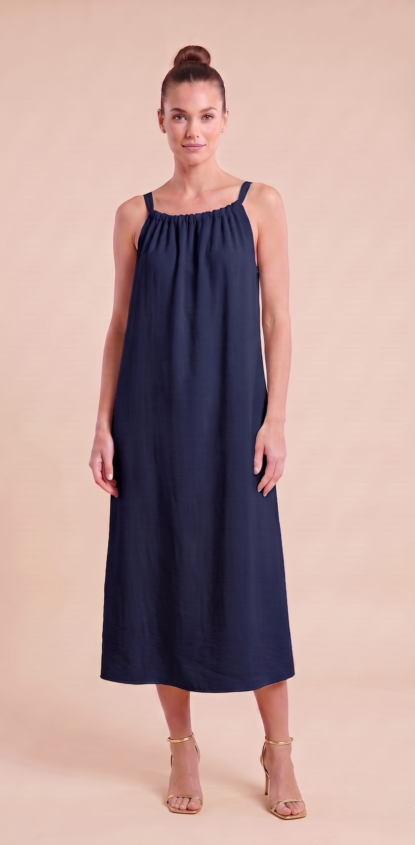 Vestido midi fluido con lazada trasera