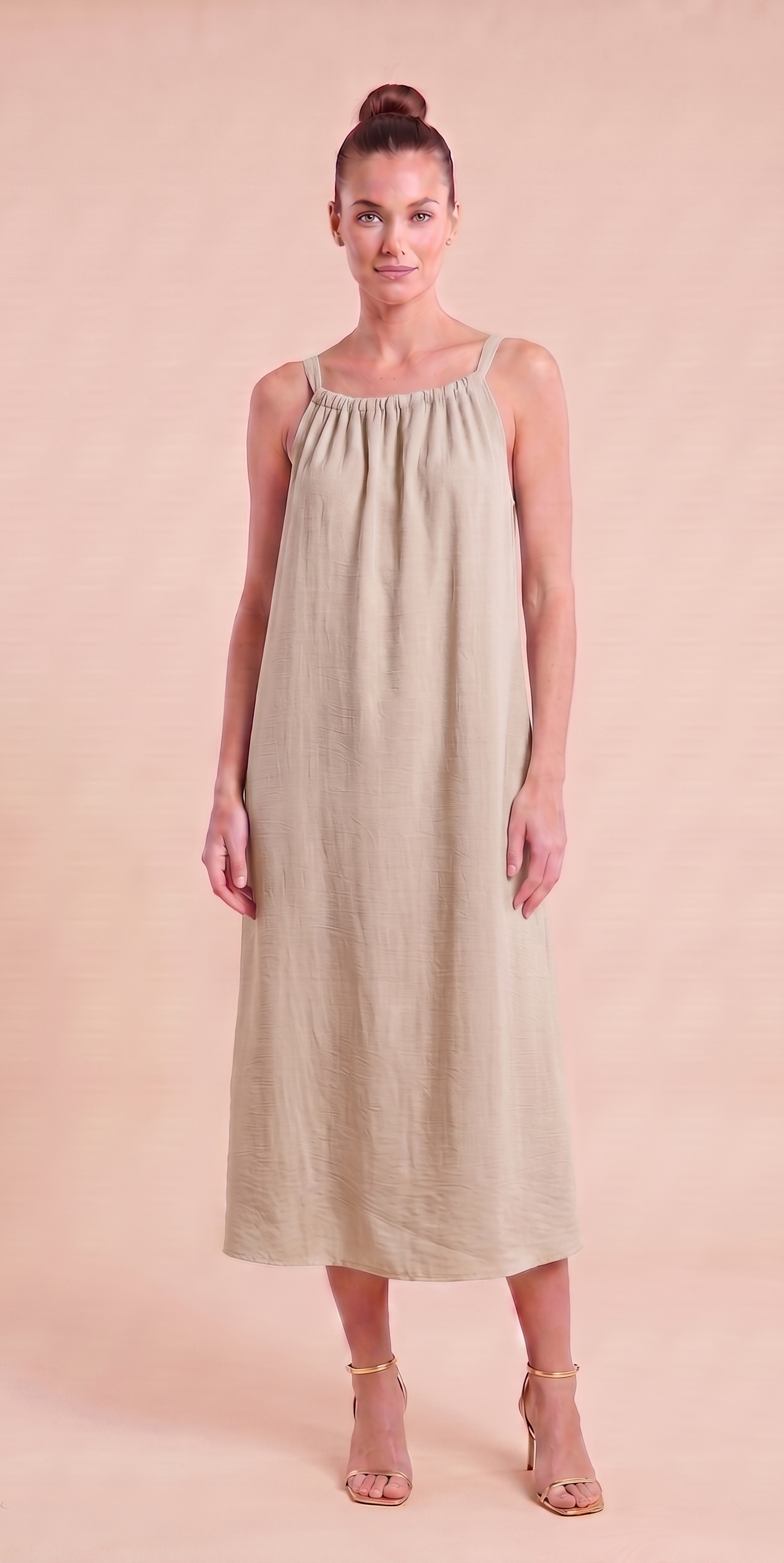 Vestido midi fluido con lazada trasera