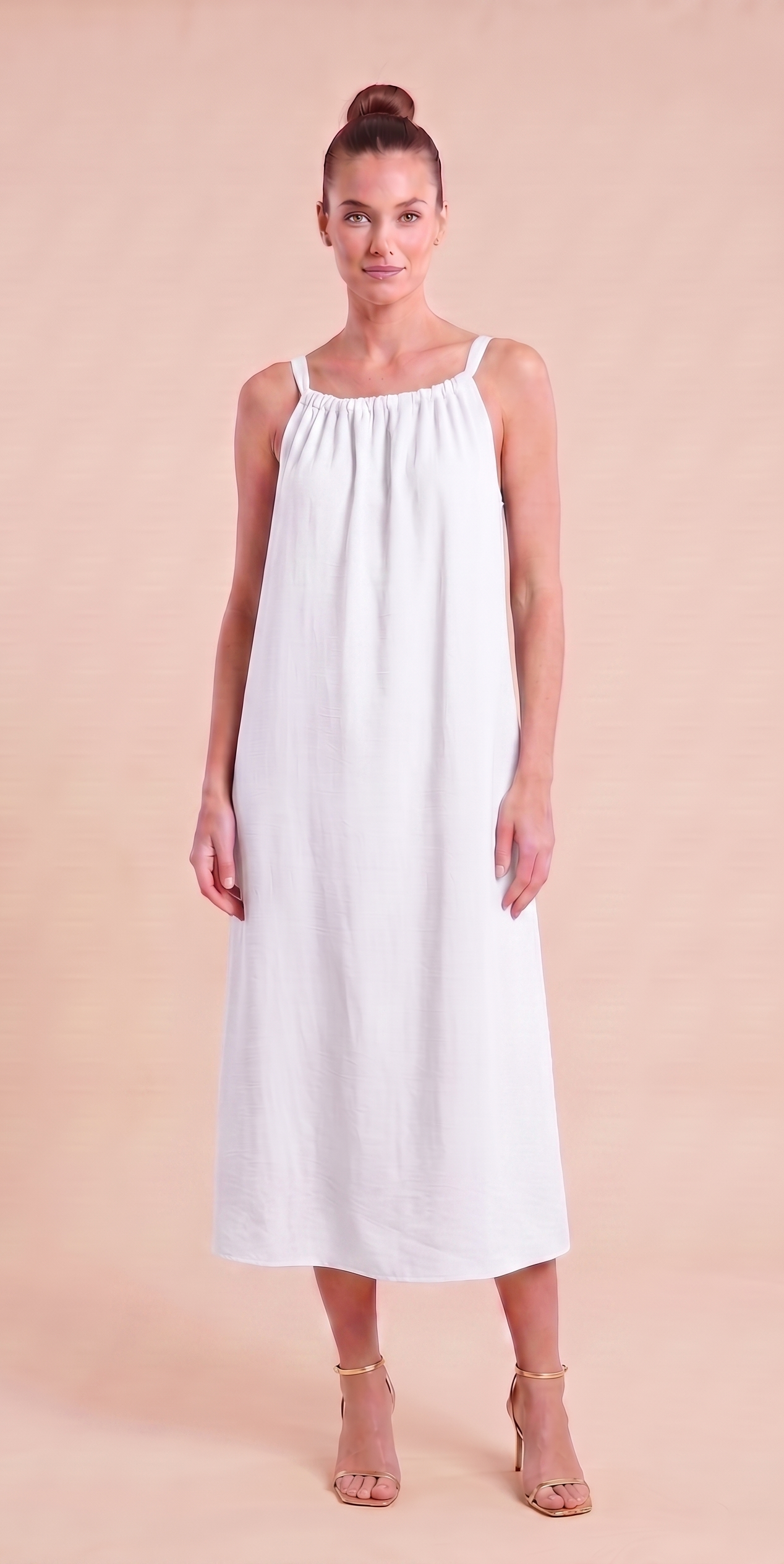 Vestido midi fluido con lazada trasera