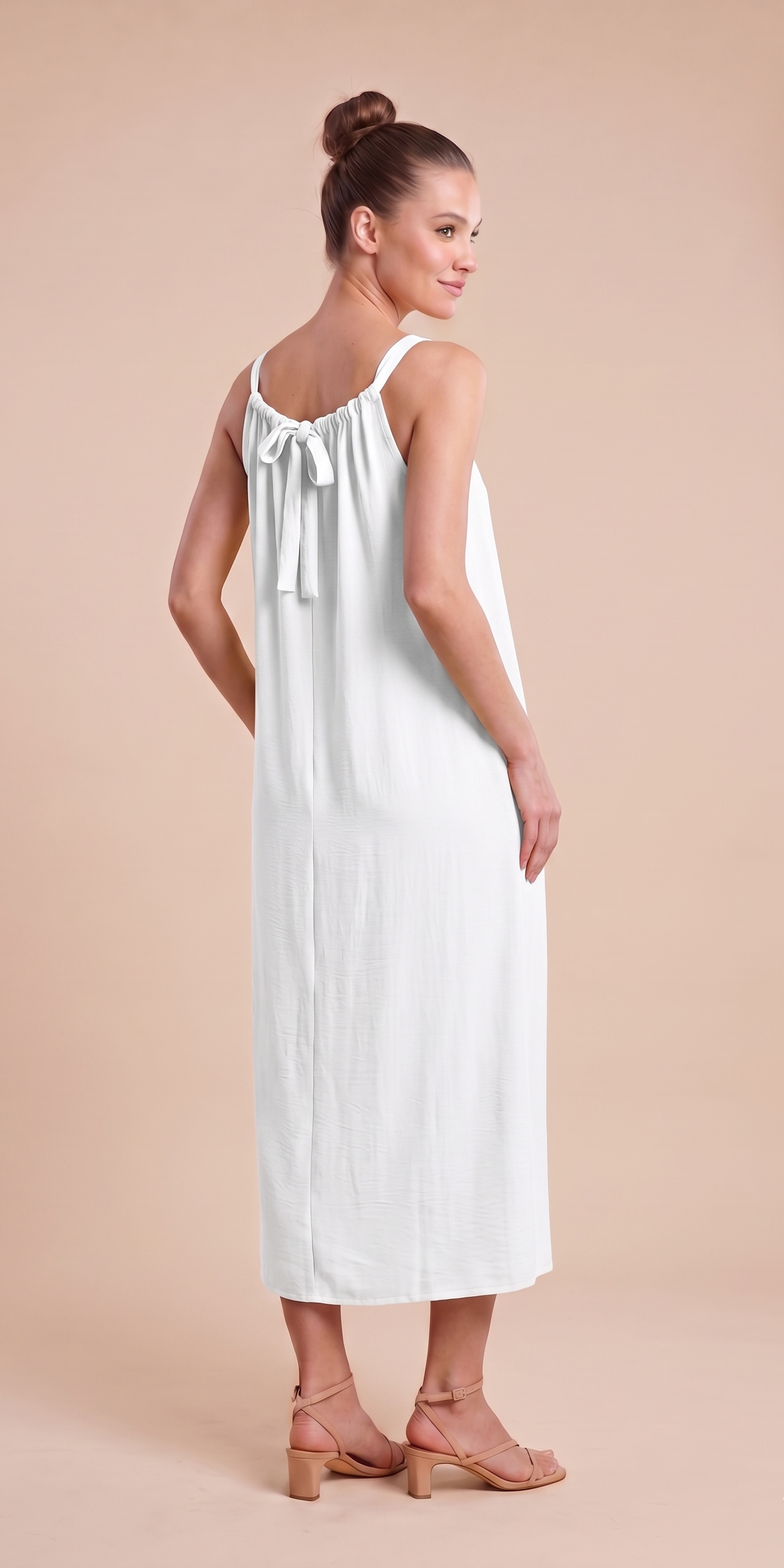 Vestido midi fluido con lazada trasera