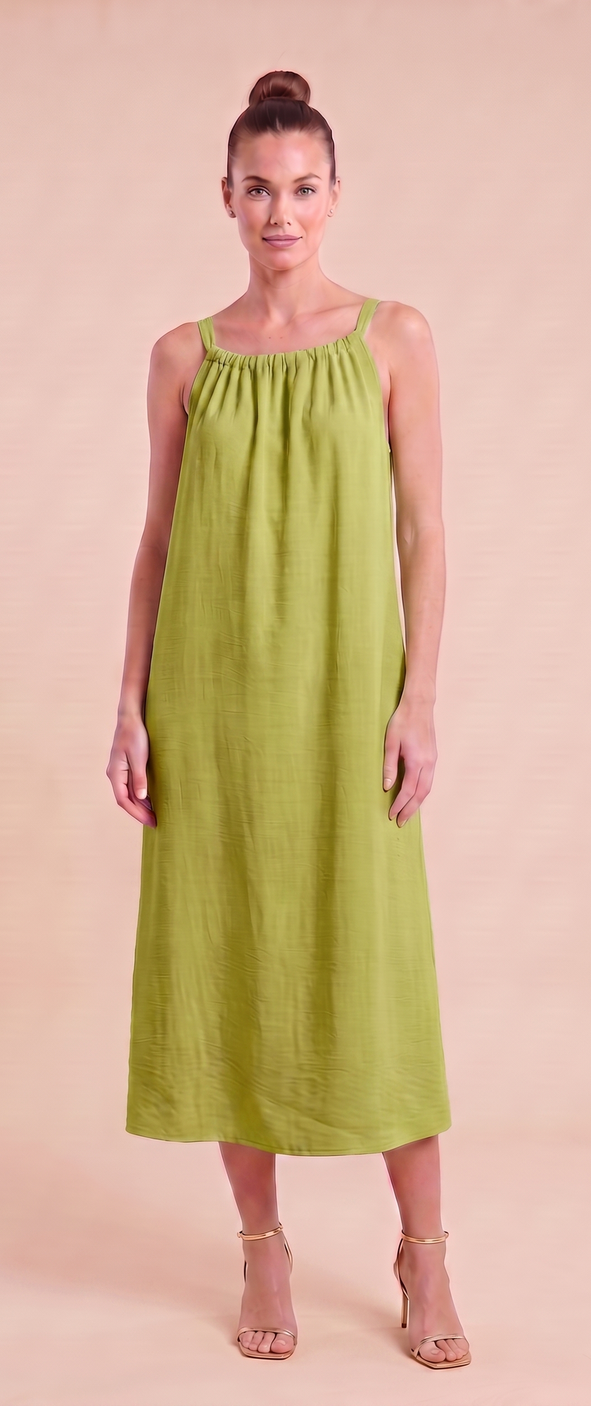 Vestido midi fluido con lazada trasera