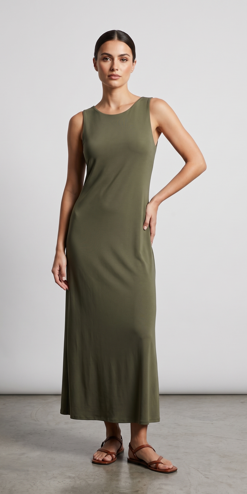 Vestido largo básico sin mangas
